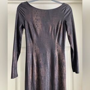 Bebe Coppertail Full Length Brown/Black/Gold Snakeskin Pattern Formal Dress